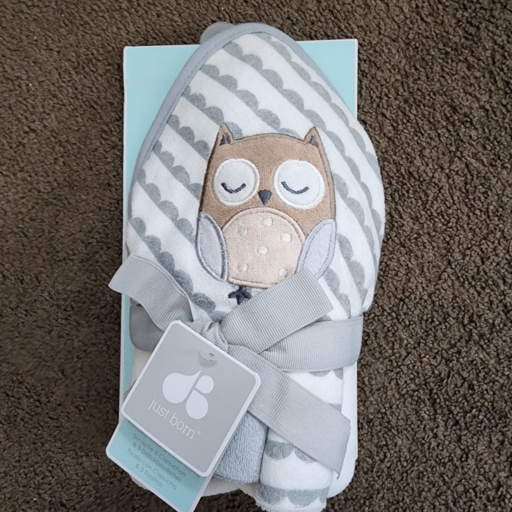 🆕️ Owl Towel/Washcloth Set - Picture 2 of 6